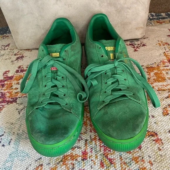 Puma x haribo green suede shoes